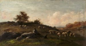 Le Berger Et Ses Moutons by Jean-Ferdinand Chaigneau