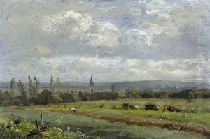 Weite Feldlandschaft Mit Kirchturm Weite Feldlandschaft Mit Kirchturm
