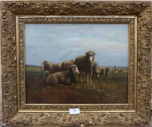 Troupeau De Moutons Sur La Lande by Jean-Ferdinand Chaigneau