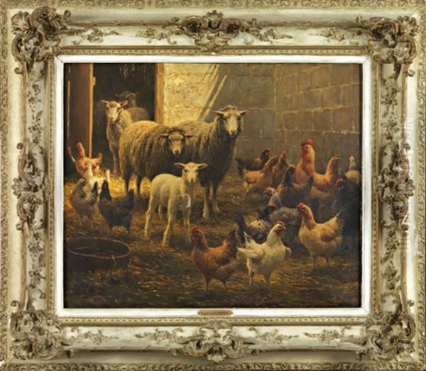 Moutons Et Poules Dans Une Bergerie - view 1