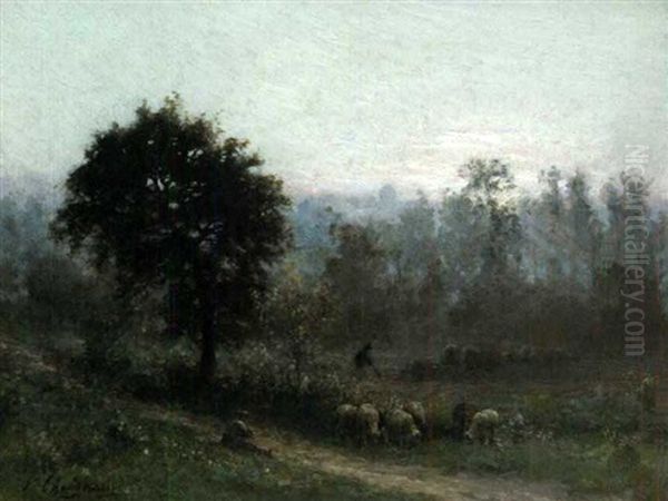 Berger Et Ses Moutons Au Labour - view 1