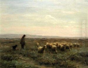 Le Pere Chicoree Et Son Troupeau, Plaine De Chailly by Jean-Ferdinand Chaigneau