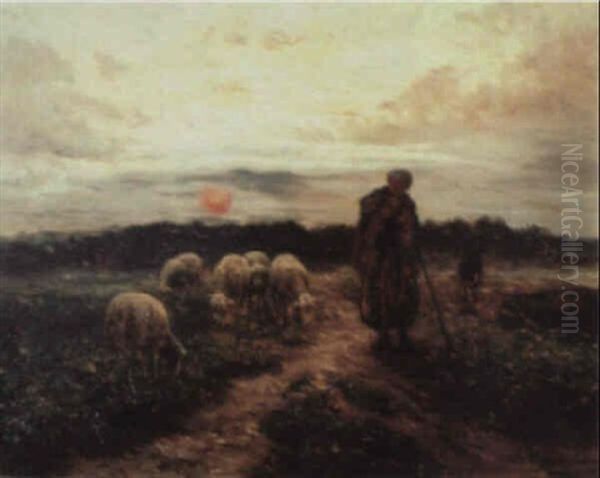 Shepherd Tending His Flock - view 1