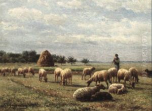 Shepherd Boy Watching His Flock by Jean-Ferdinand Chaigneau