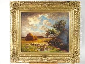 Paysage Au Troupeau De Moutons by Paul Chaigneau