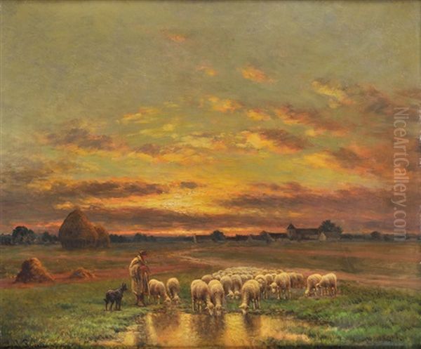 Troupeau Au Crepuscule - view 1