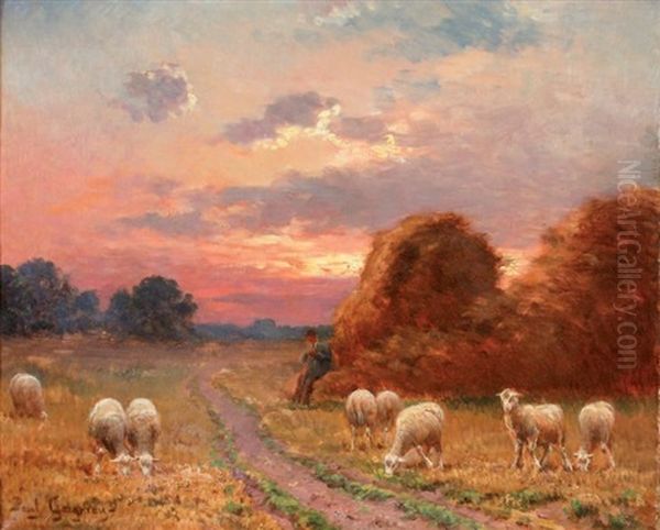 Berger Et Ses Moutons Au Crepuscule - view 1