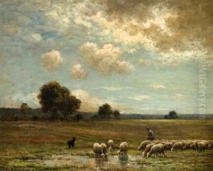 Le Troupeau Dans La Plaine De Chailly by Paul Chaigneau