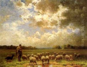 Teichlandschaft Mit Hirte Und Schafherde by Paul Chaigneau