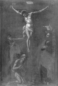 La Crucifixion Avec La Vierge, Saint Jerome Et Saint Jean by Jean Chalette