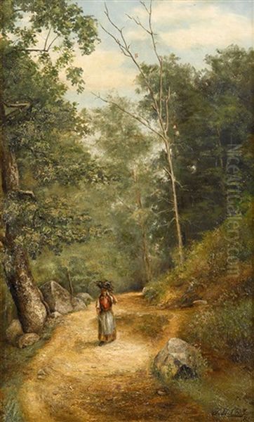 View Along The Brandywine: Woman Carrying Wood - view 1