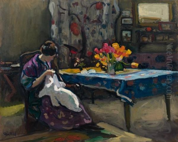Jeune Femme Cousant - view 1