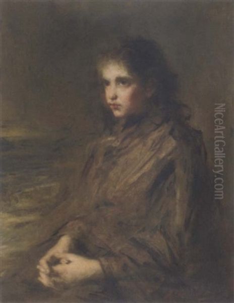 Portrait Of A Girl Against A Stormy Nightscape - view 1
