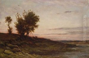 Landschaft Mit Kuhen Im Abendrot Landschaft Mit Kuhen Im Abendrot