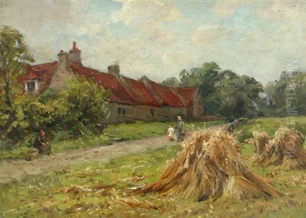 Figures On A Country Lane, Harvest Time - view 1