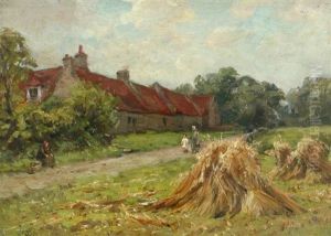 Figures On A Country Lane, Harvest Time Figures On A Country Lane, Harvest Time