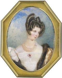 Junge Dame Mit Perlencollier Und Hochgestecktem Haar