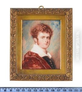 Henry Lawes Long, Wearing Black Doublet, White Lace Trimmed Collar And Red Cloak by Alfred Edward Chalon