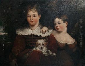 Portrait Of Two Children With A Dog Portrait Of Two Children With A Dog