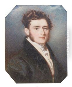 A Young Gentleman In A Black Coat And Pale Yellow Waistcoat, Dark Curling Hair; Nocturnal Sky Background