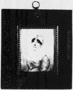 Portrait Of Mrs. J.t. Sands Wearing A Blue Dress And Hat