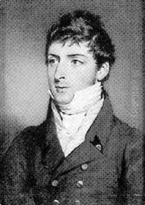 Portrait Of A Gentleman In Blue Coat With Gold Buttons, Knotted Cravat by Alfred Edward Chalon