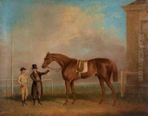 A Jockey And His Trainer With A Bay Hunter by Henry Bernard Chalon