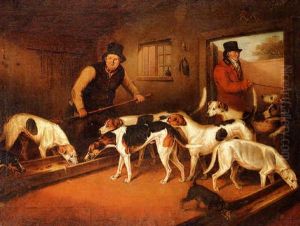 The Raby Pack - The Earl Of Darlington's Hounds With Sayer, The Huntsman, And Leonard, The Dog Feeder by Henry Bernard Chalon