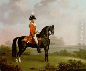 An Officer Of The First Guard On Horseback In A Wooded Landscape by Henry Bernard Chalon