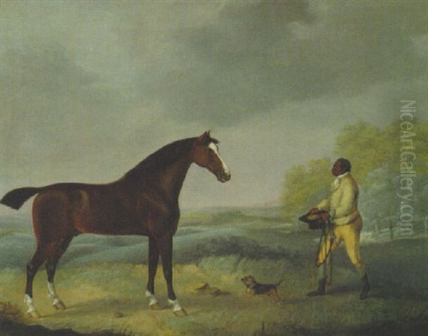 A Bay Hunter With Groom In A Landsape - view 1