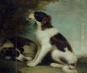 Two Cocker Spaniels In A Landscape by Henry Bernard Chalon