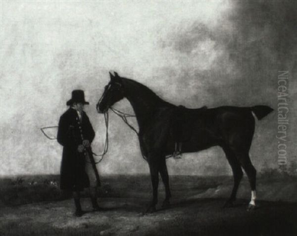 Bay Hunter And A Groom In A Landscape - view 1