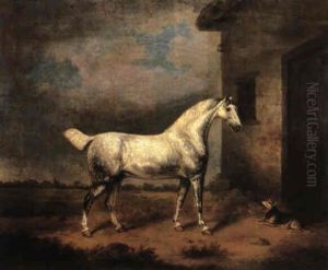 A Grey Hunter And A Dog Before A Stable A Grey Hunter And A Dog Before A Stable