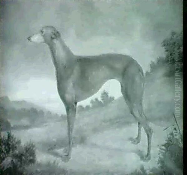 A Whippet In A Landscape - view 1