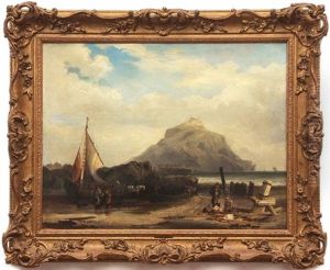 Fisher Folk Before St Michael's Mount
