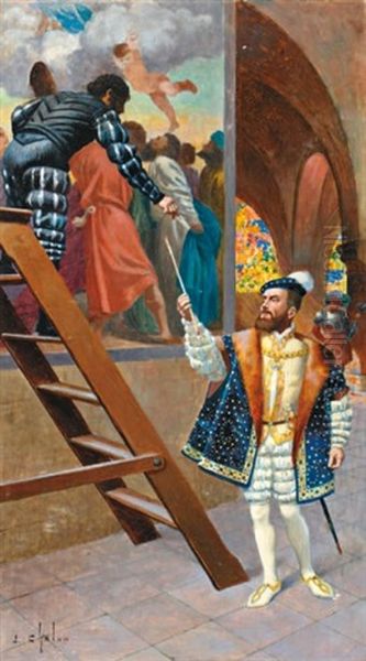 Charles Quint Ramasse Le Pinceau Du Titien - view 1