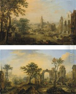 Paysage Fantastique De La Vallee Du Rhin by Louis Chalon
