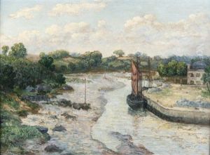 Bateaux Dans Le Chenal by Ernest Ponthier De Chamaillard