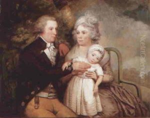 Portrait Group Of A Family, Three-quarter-length, Seated In A Landscape by Mason Chamberlin the Younger
