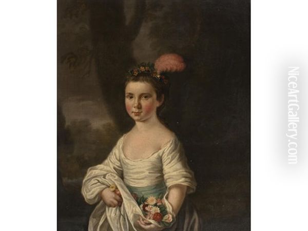 Portrait Of A Young Girl With Flowers - view 1