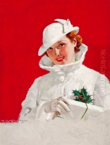 Christmas Glamour Girl (cover Study For Redbook Magazine) by Charles Edward Chambers