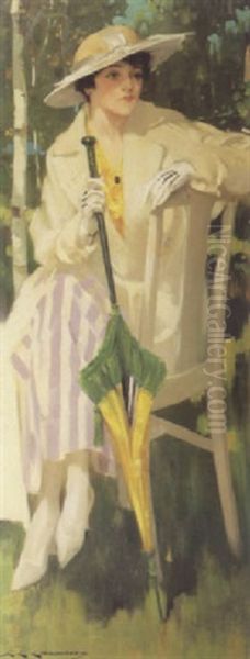 Portrait Of A Lady At Rest With A Parasol - view 1