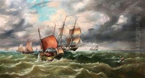 Schiffsverkehr Vor Der Kuste Von Dover by George William Crawford Chambers