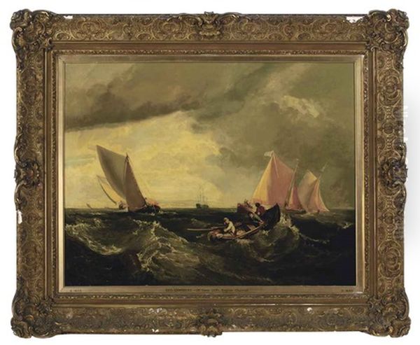 Off Dover Cliffs: Fishermen In A Rowing Boat At Sea - view 1