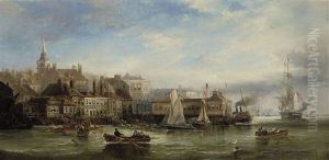 A Hive Of Activity On The Thames At Gravesend by George William Crawford Chambers