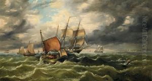 Segler Im Wind Vor Der Englischen Kuste by George William Crawford Chambers
