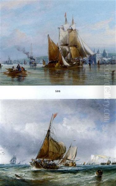 Shipping On The Thames At Greenwich (+ Barges And Other Shipping In The Channel Off Dover; Pair) - view 1
