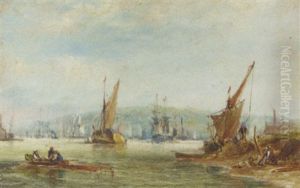 A Busy Day On The Medway by George William Crawford Chambers