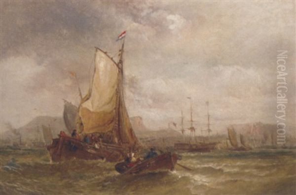 Congested Coastal Waters With A Dutch Barge Making Ready To Enter A Busy Harbour - view 1