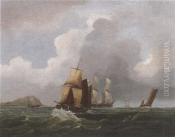 Trading Vessels In A Swell Off A Headland - view 1